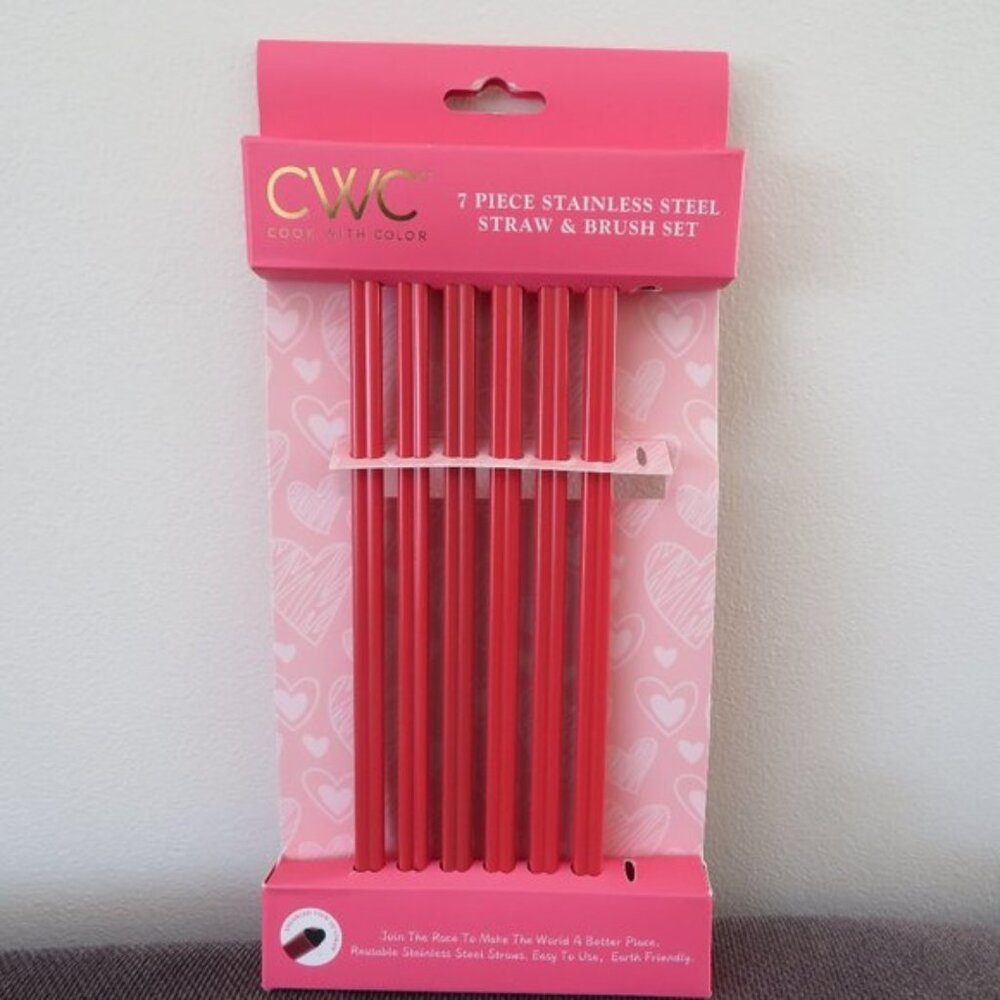 Cook With Color Pink Galentine's Cocktail Heart Straws